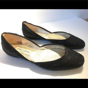 Jimmy Choo Black Glitter Ballerina flat
